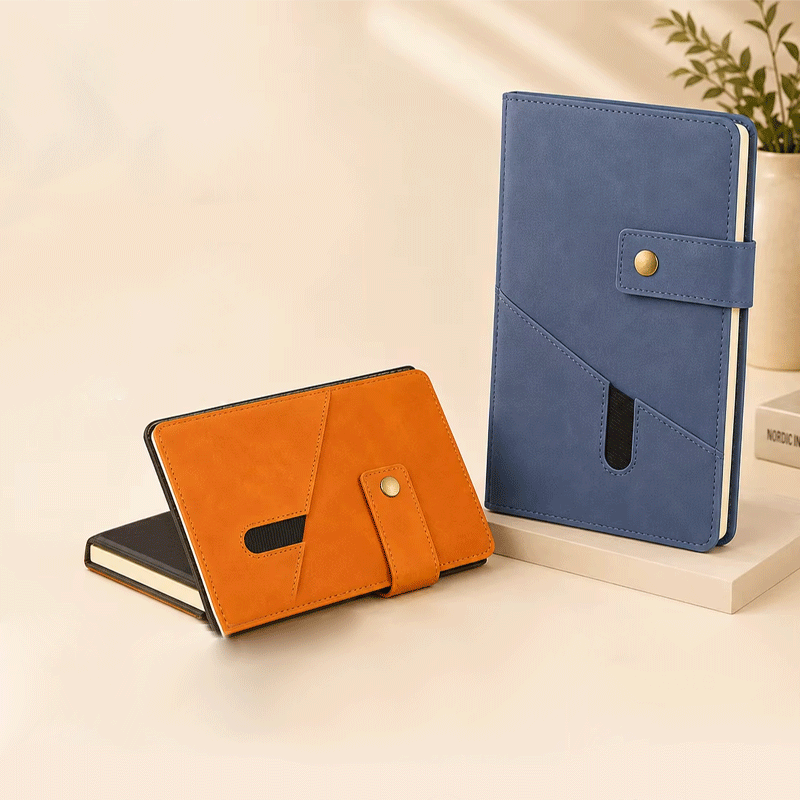 Bolso frontal com fecho de pressão em couro PU funcional para notebook