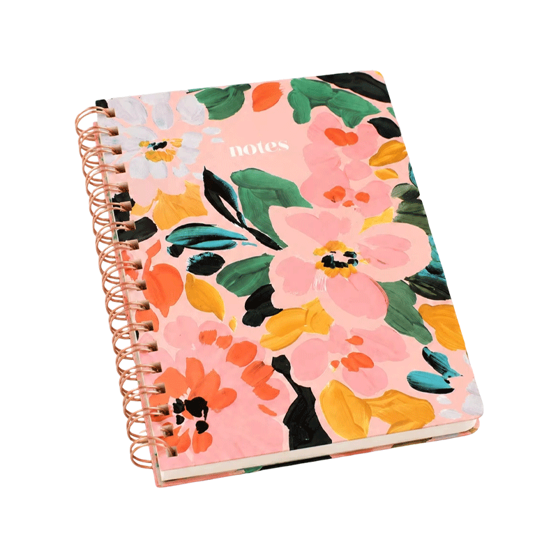 Caderno espiral de capa dura verde escuro dourado encadernado com arame