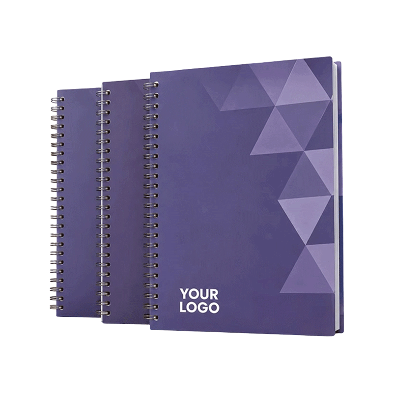 Capa geométrica roxa para caderno espiral A5