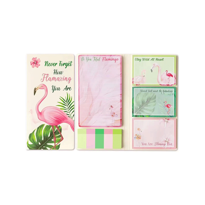 Bloco de notas adesivas com tema de flamingo