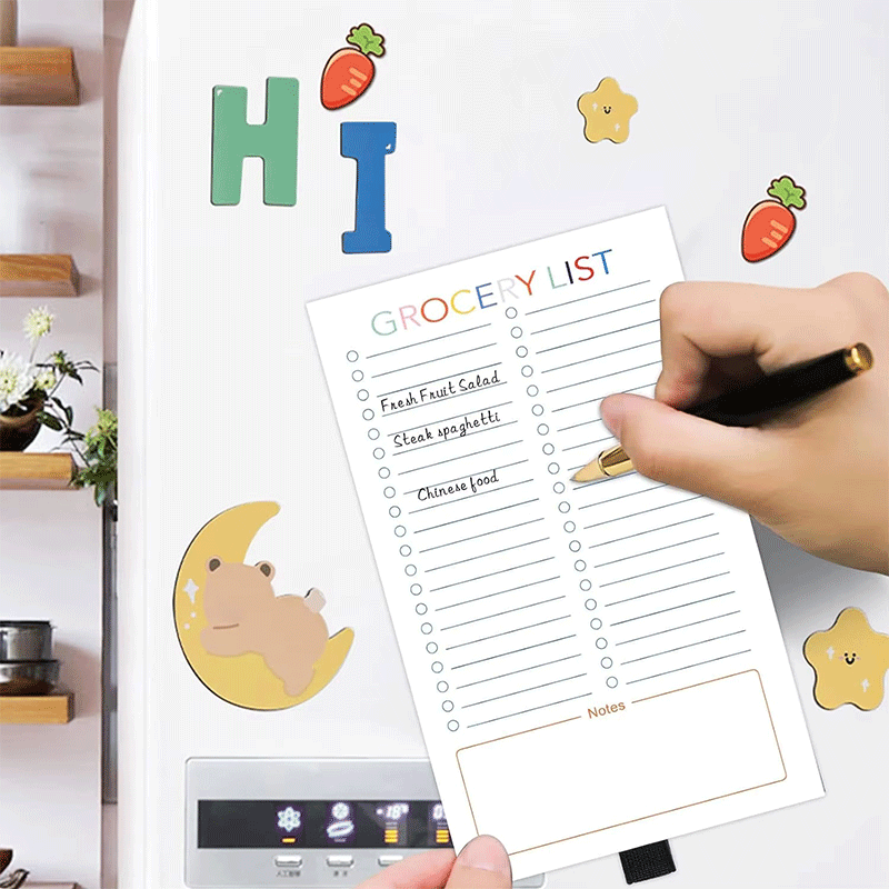 Bloco de notas magnético para lista de compras Bloco de notas para geladeira