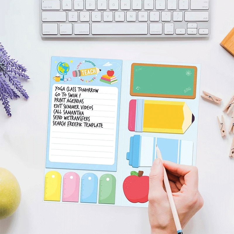 Caderno adesivo combinado com padrão de console de jogo retrô