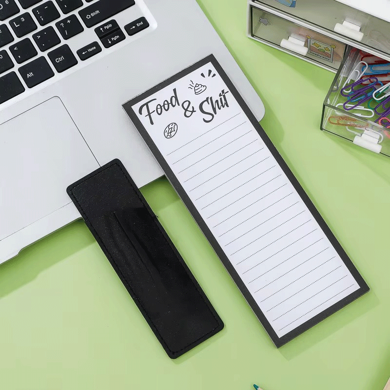 Bloco de notas magnético com suporte para caneta e bloco de notas para geladeira