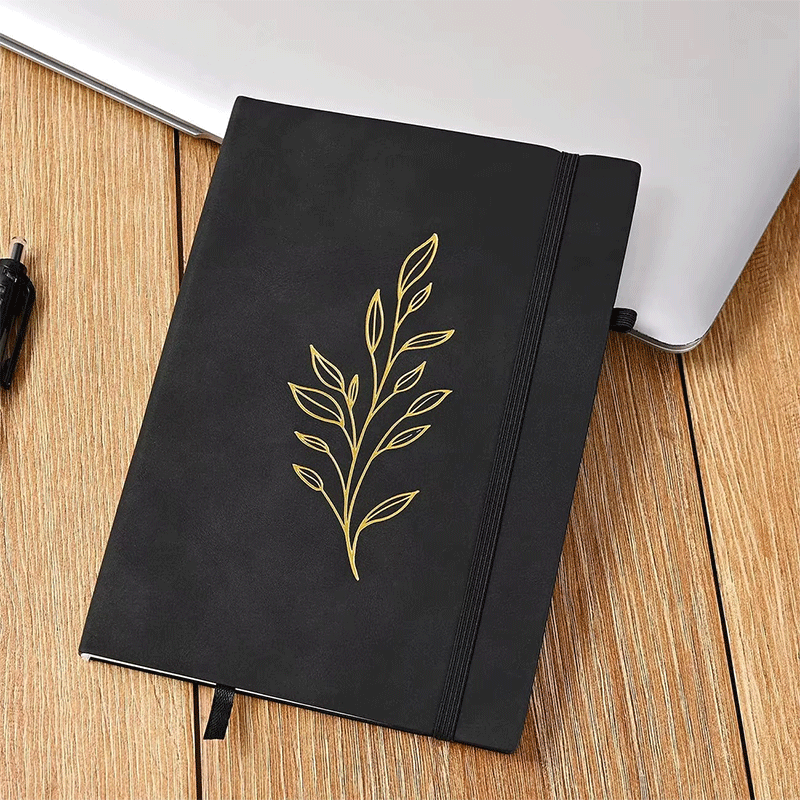 Suporte para caneta elástica para notebook de couro macio A5 PU