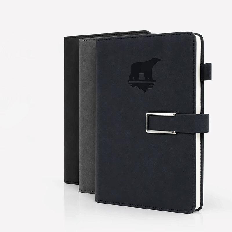 Alça de fivela de couro PU com capa dura em relevo para caderno