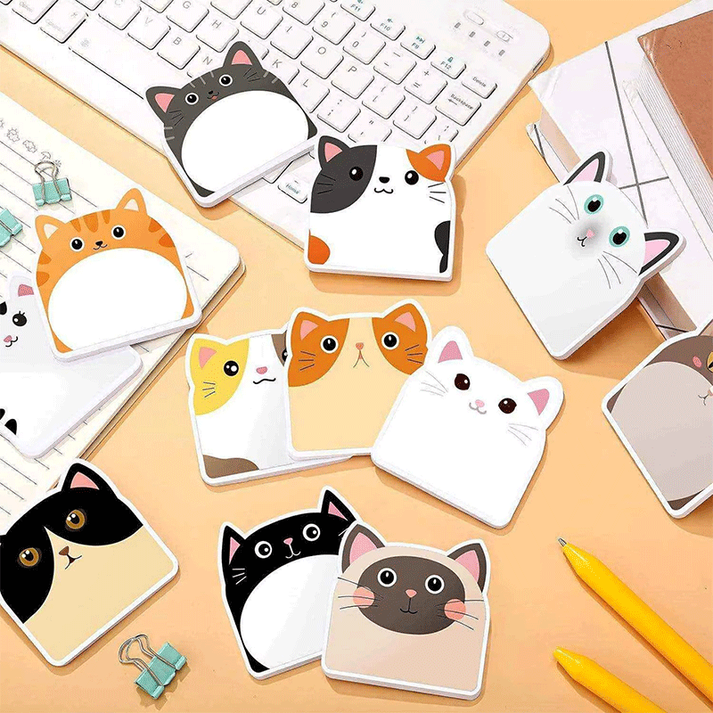 Bloco de notas adesivas em formato de gato