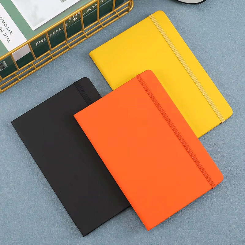 Faixa elástica para caderno de capa dura em PU de cor sólida A5