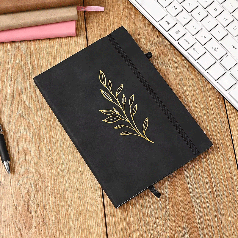 Suporte para caneta elástica para notebook de couro macio A5 PU
