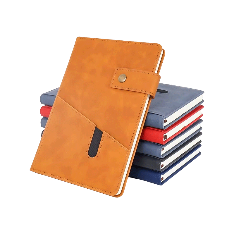 Bolso frontal com fecho de pressão em couro PU funcional para notebook