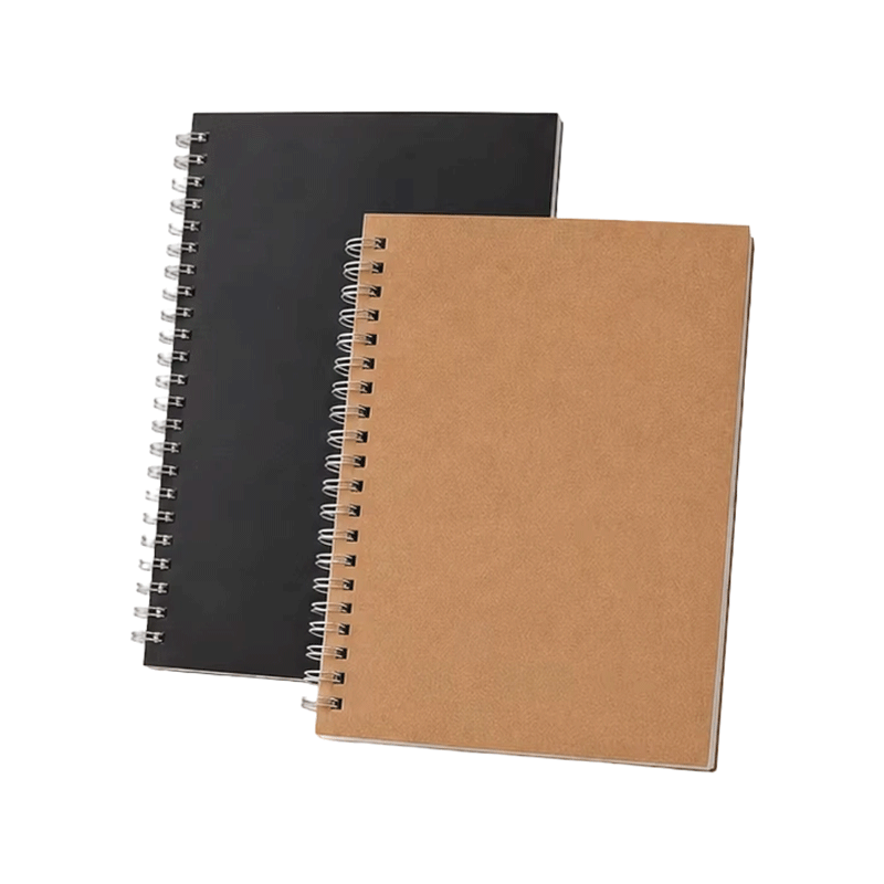 Páginas forradas com caderno espiral preto Kraft