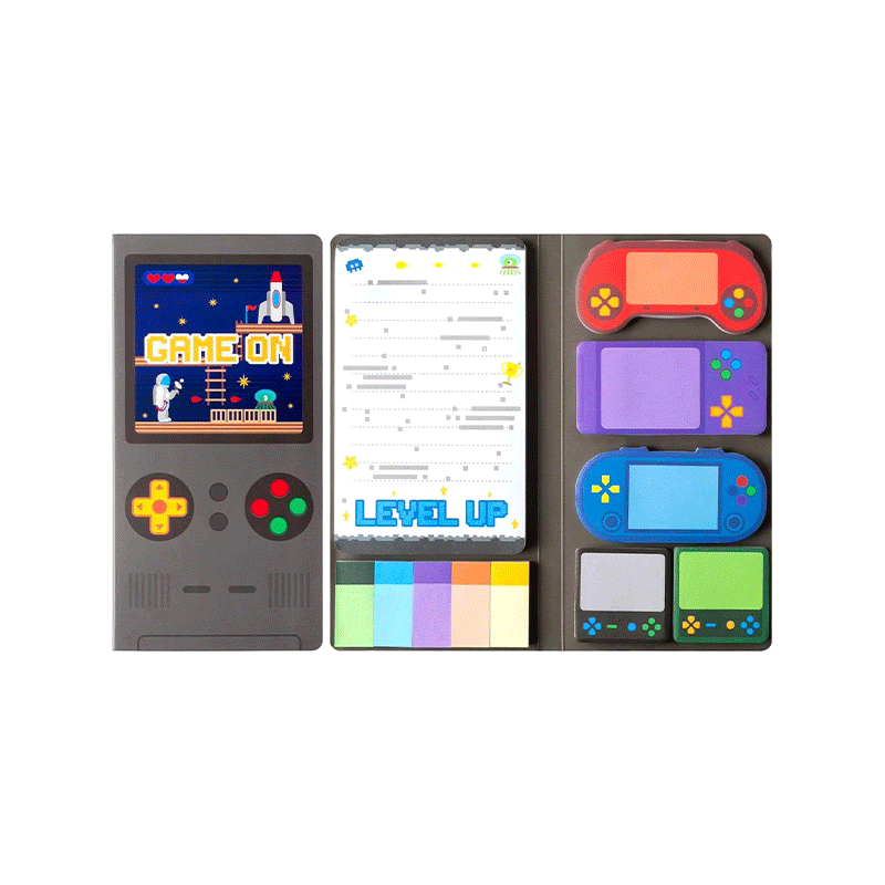 Caderno adesivo combinado com padrão de console de jogo retrô