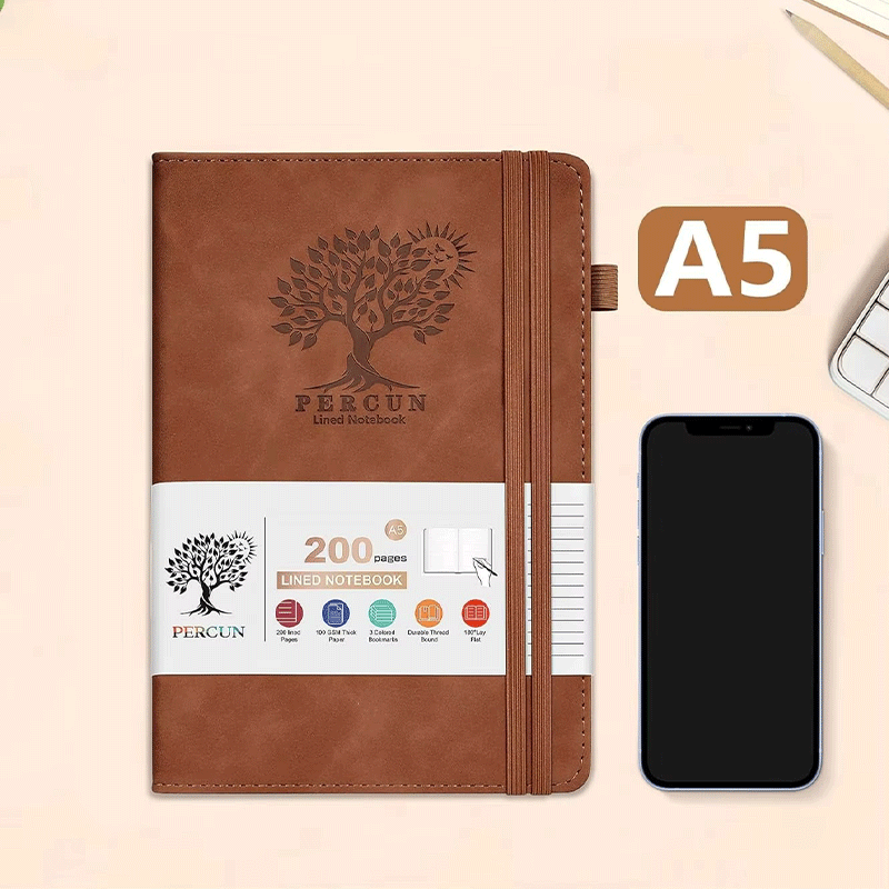 A5 Premium Vintage PU Couro Capa Dura Notebook Pen Loop