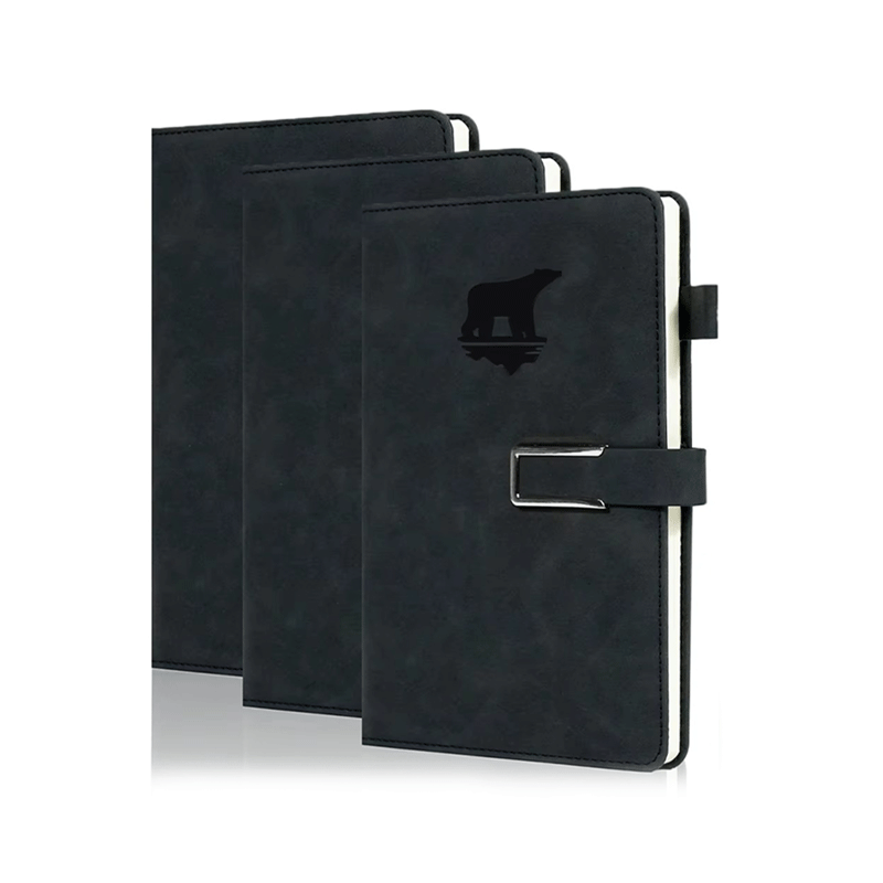 Alça de fivela de couro PU com capa dura em relevo para caderno